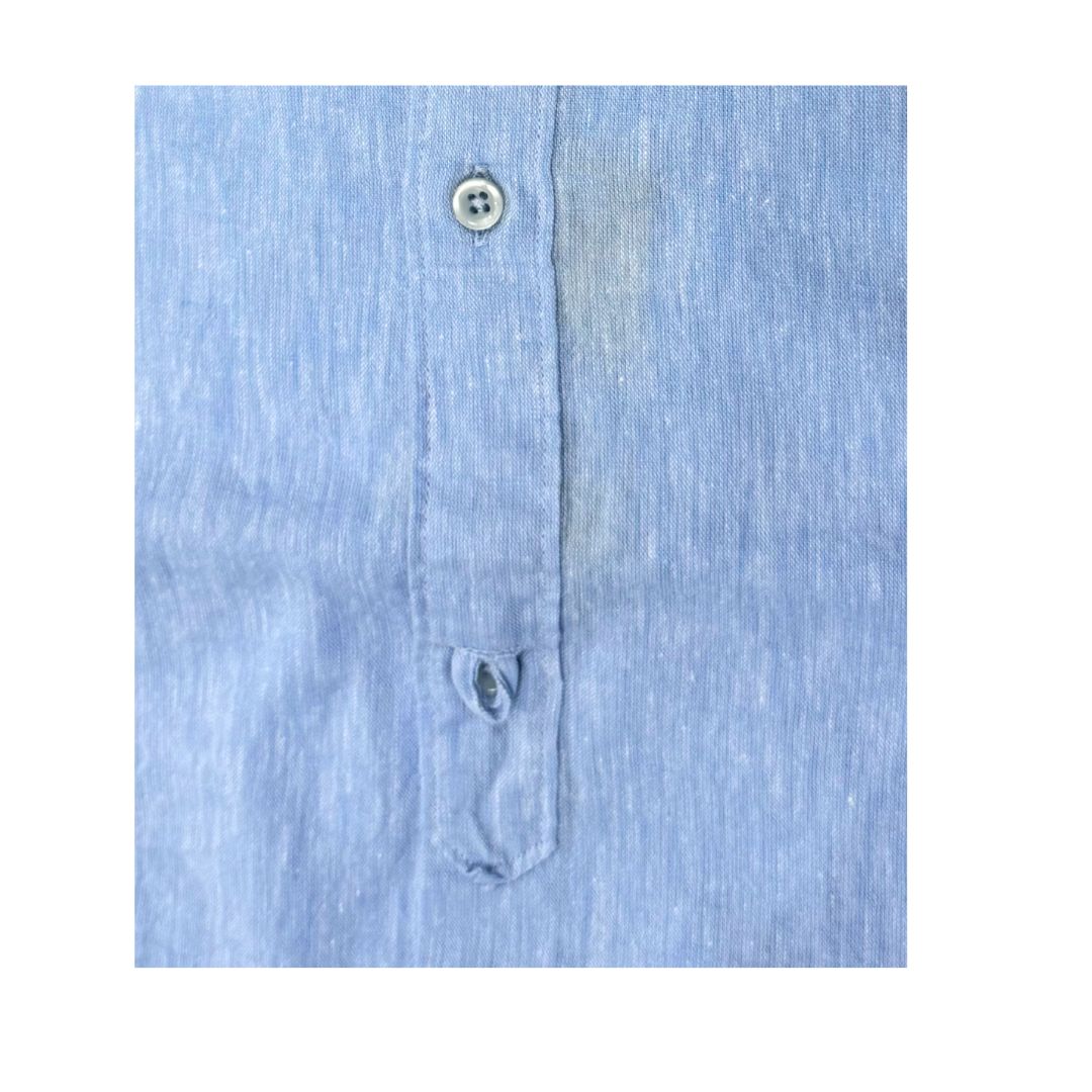 Camicia uomo classica tinta unita lino collo francese  cannole' avanti