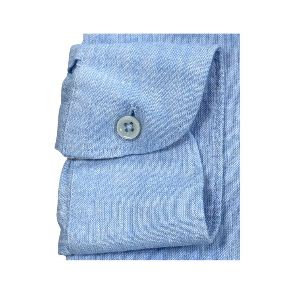 Camicia uomo classica tinta unita lino collo francese  cannole' avanti