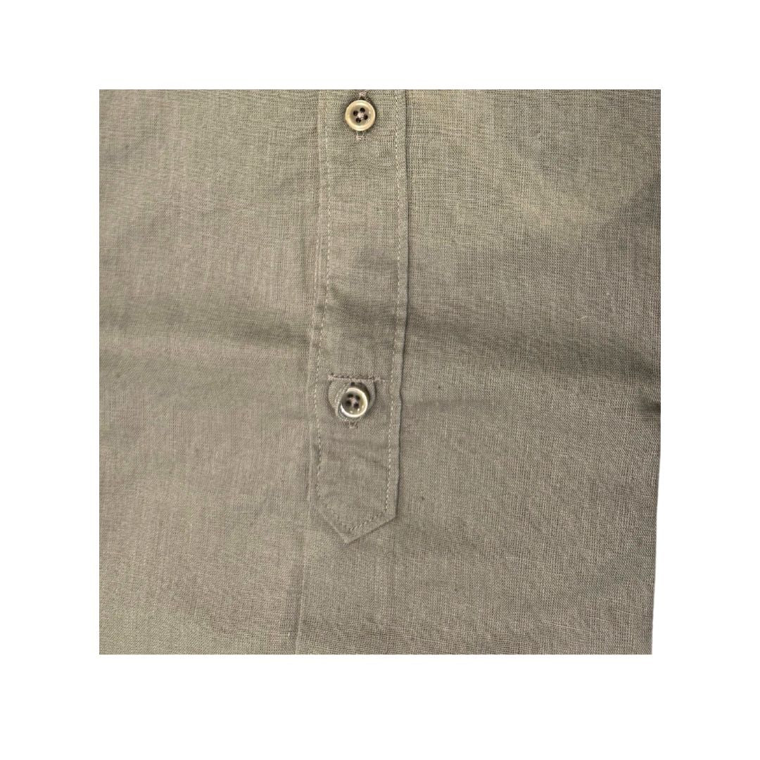 Camicia uomo classica tinta unita lino collo francese  cannole' avanti