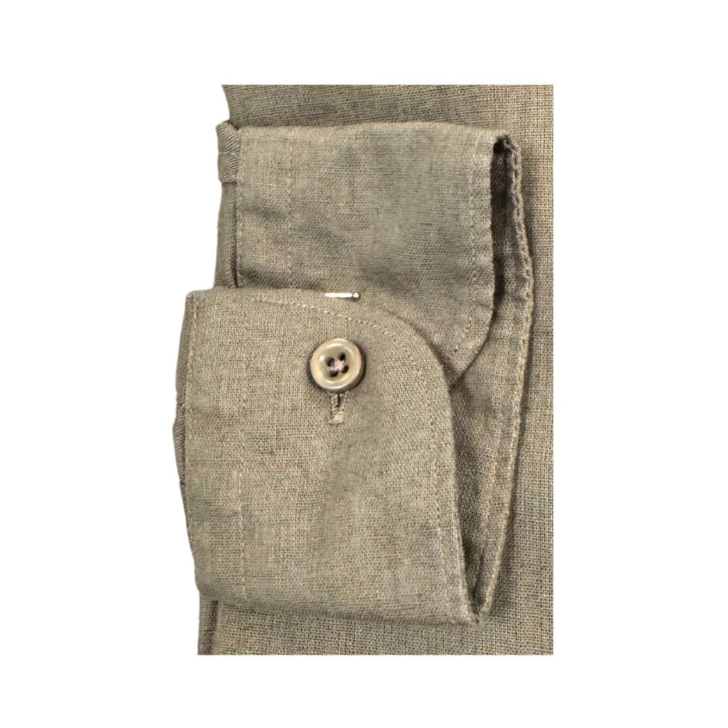 Camicia uomo classica tinta unita lino collo francese  cannole' avanti