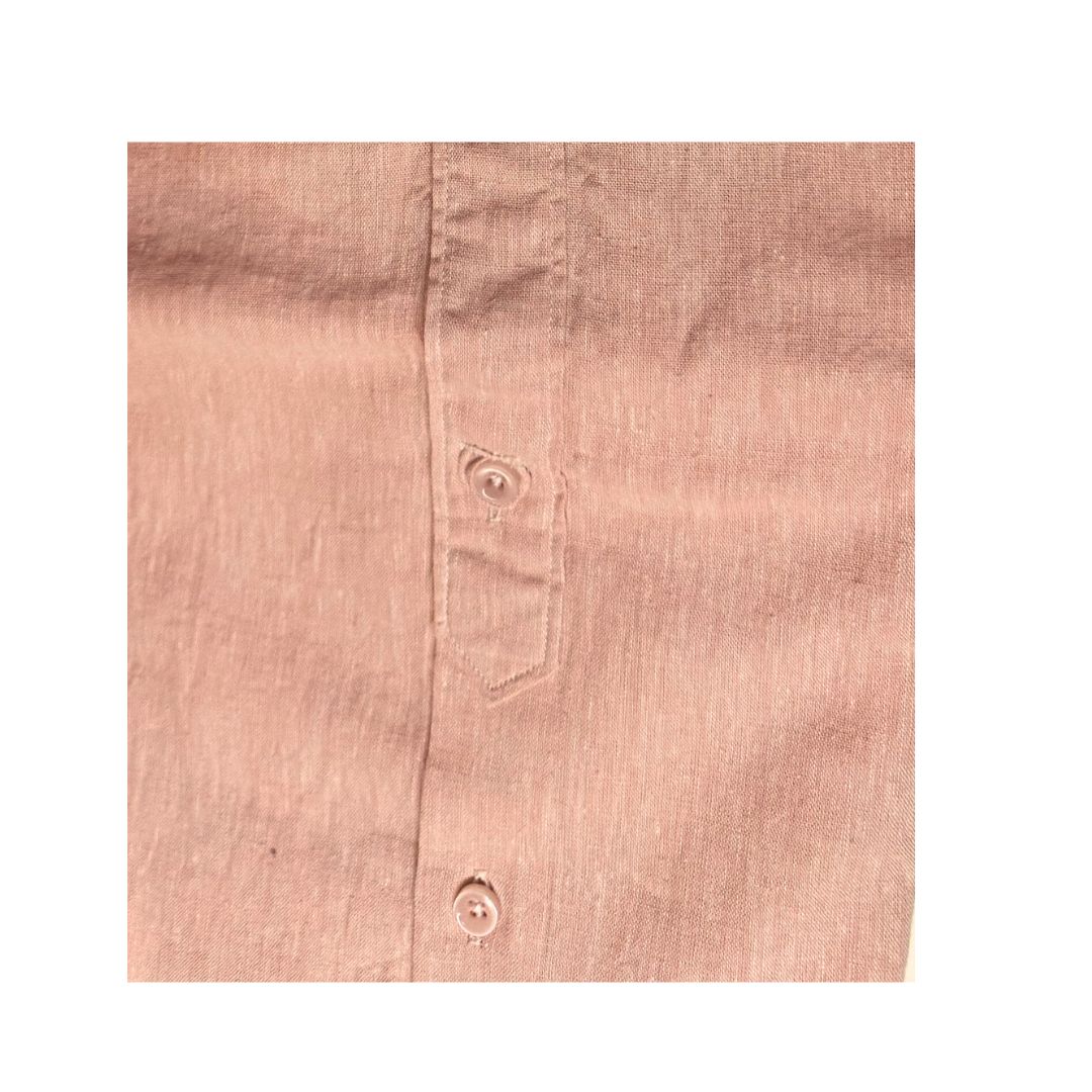 Camicia uomo classica tinta unita lino collo francese  cannole' avanti