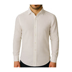 Camicia uomo classica tinta unita lino collo francese  cannole' avanti