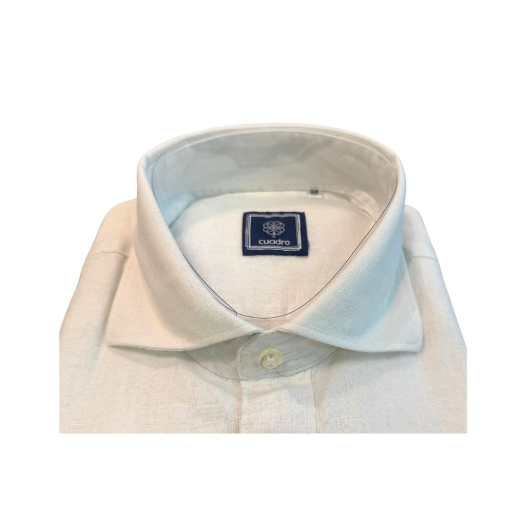 Camicia uomo classica tinta unita lino collo francese  cannole' avanti