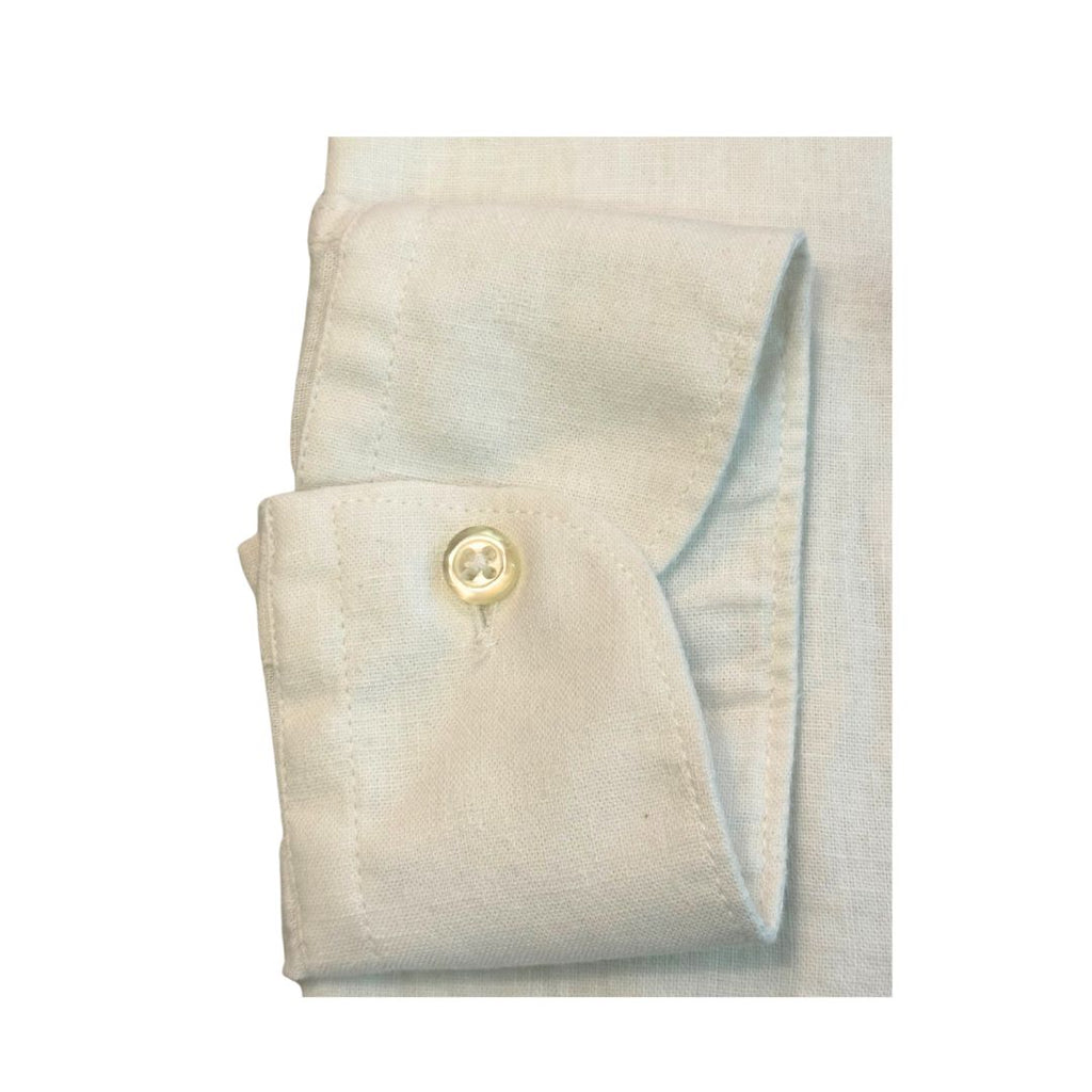Camicia uomo classica tinta unita lino collo francese  cannole' avanti