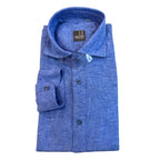 Camicia uomo classica tinta unita lino collo francese  cannole' avanti