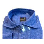 Camicia uomo classica tinta unita lino collo francese  cannole' avanti