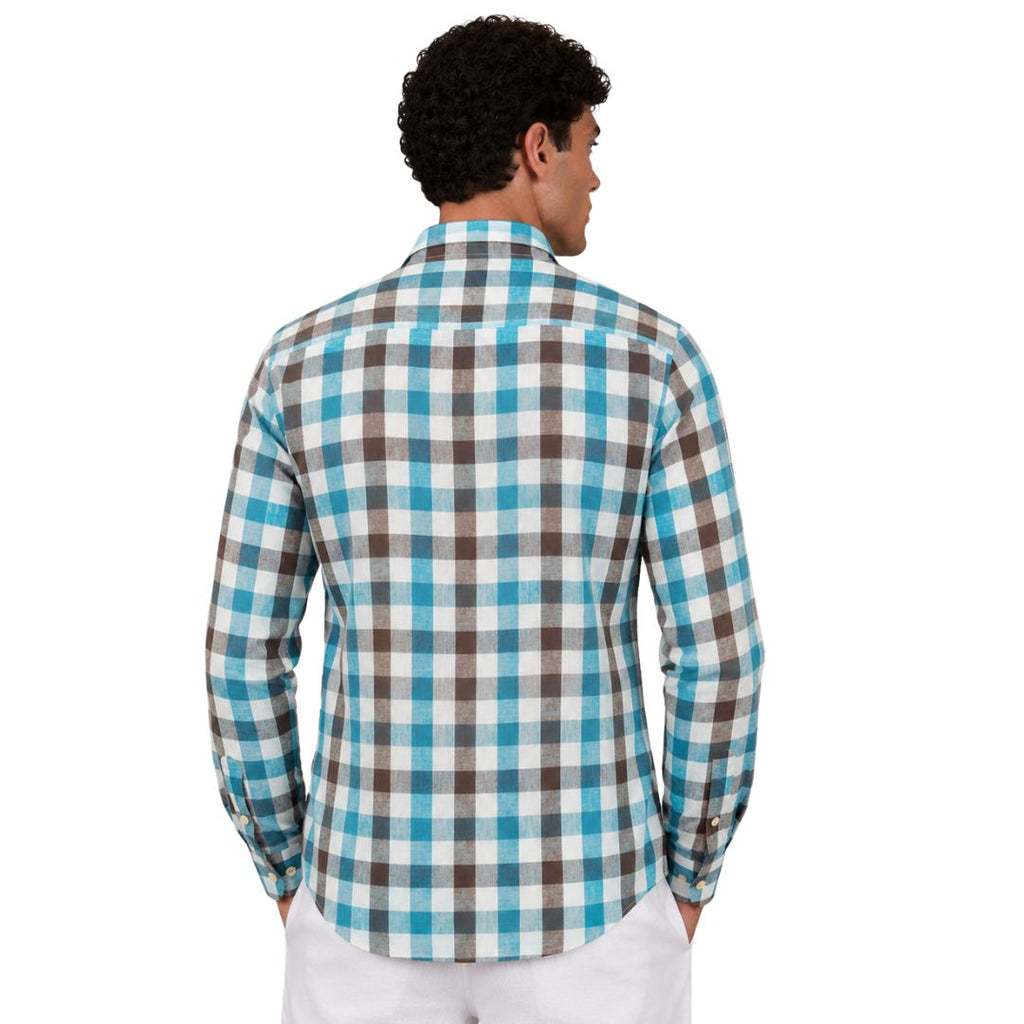Camicia uomo classica in lino a quadri