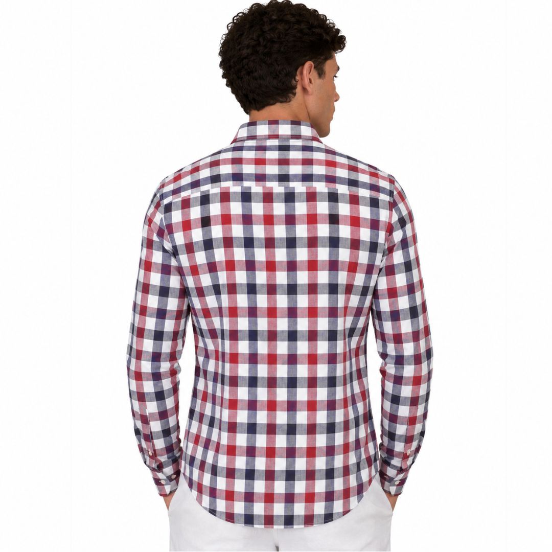 Camicia uomo classica in lino a quadri