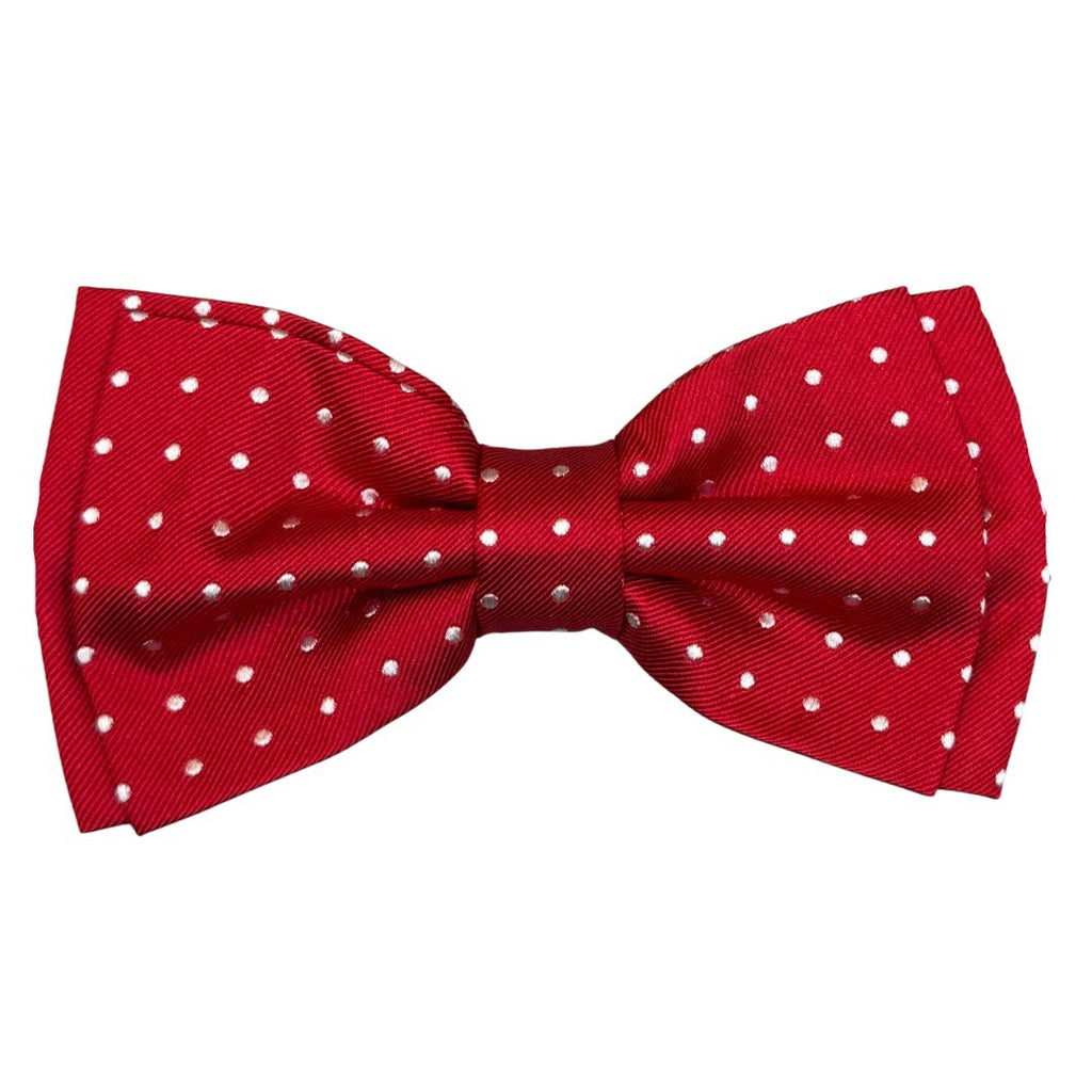 Papillon in faille di seta pois bianchi annodato a mano con finitura sartoriale