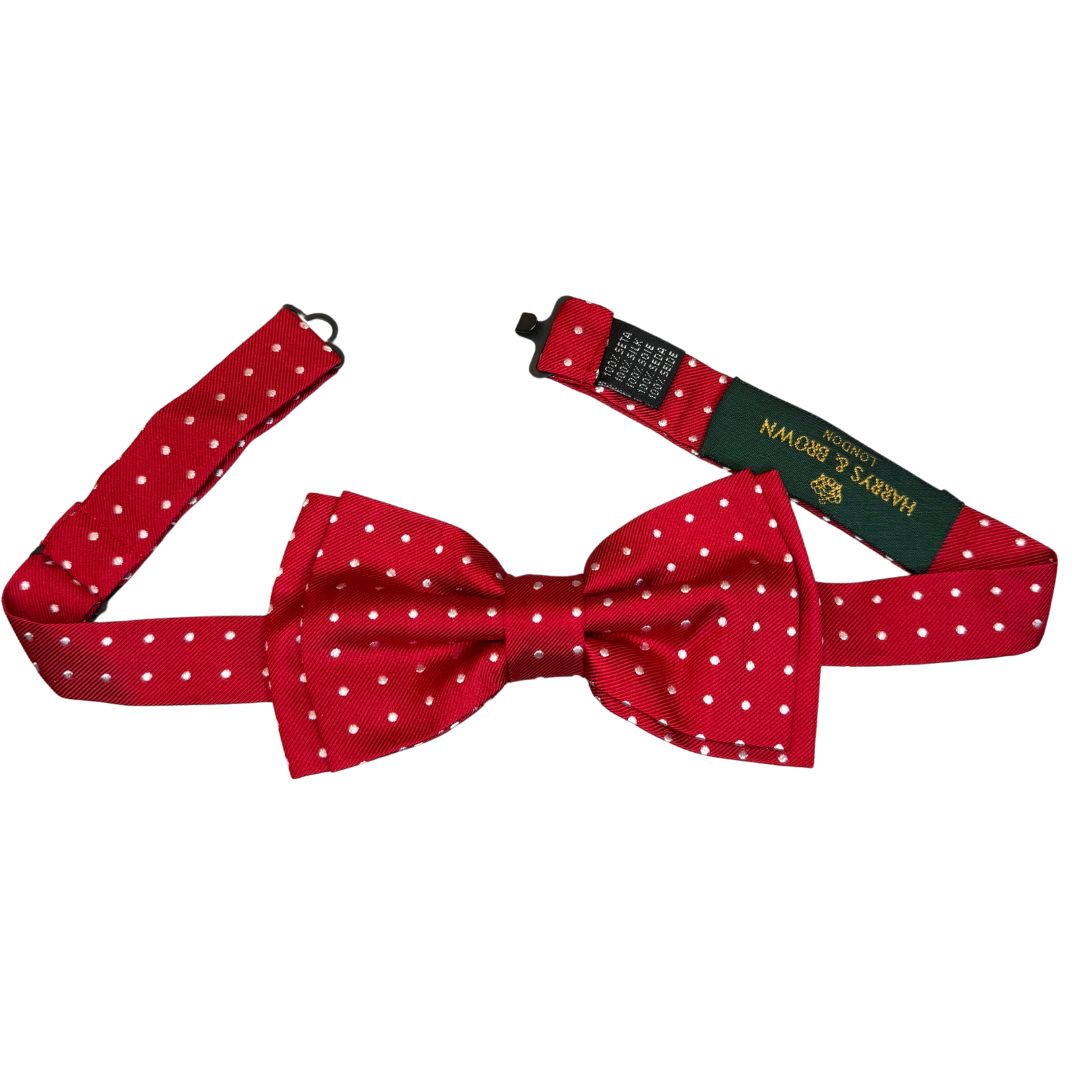 Papillon in faille di seta pois bianchi annodato a mano con finitura sartoriale