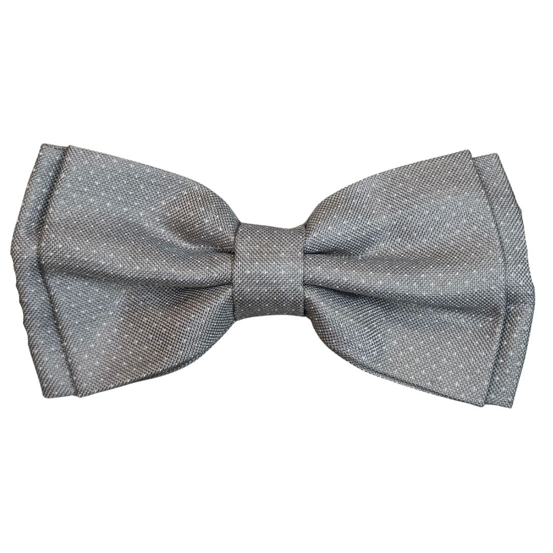 Papillon jacquard in seta pois bianchi annodato a mano con finitura sartoriale