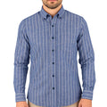 Camicia uomo button down misto lino extra fit righe