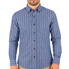 Camicia uomo button down misto lino extra fit righe