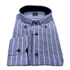 Camicia uomo button down misto lino extra fit righe