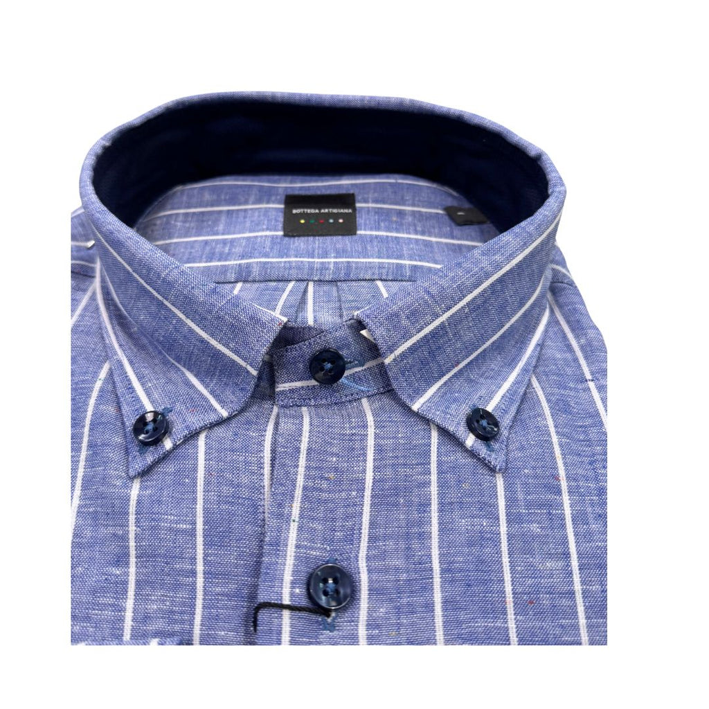 Camicia uomo button down misto lino extra fit righe