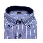 Camicia uomo button down misto lino extra fit righe