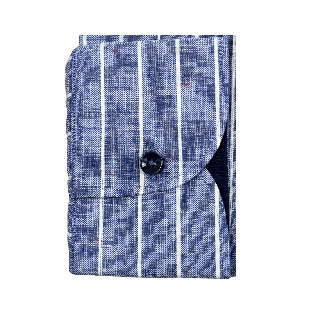 Camicia uomo button down misto lino extra fit righe