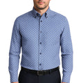 Camicia uomo button down misto lino fantasia pallini