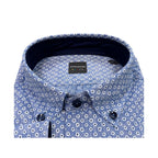 Camicia uomo button down misto lino fantasia pallini