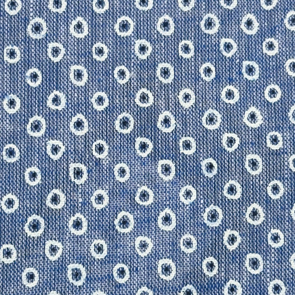 Camicia uomo button down misto lino fantasia pallini