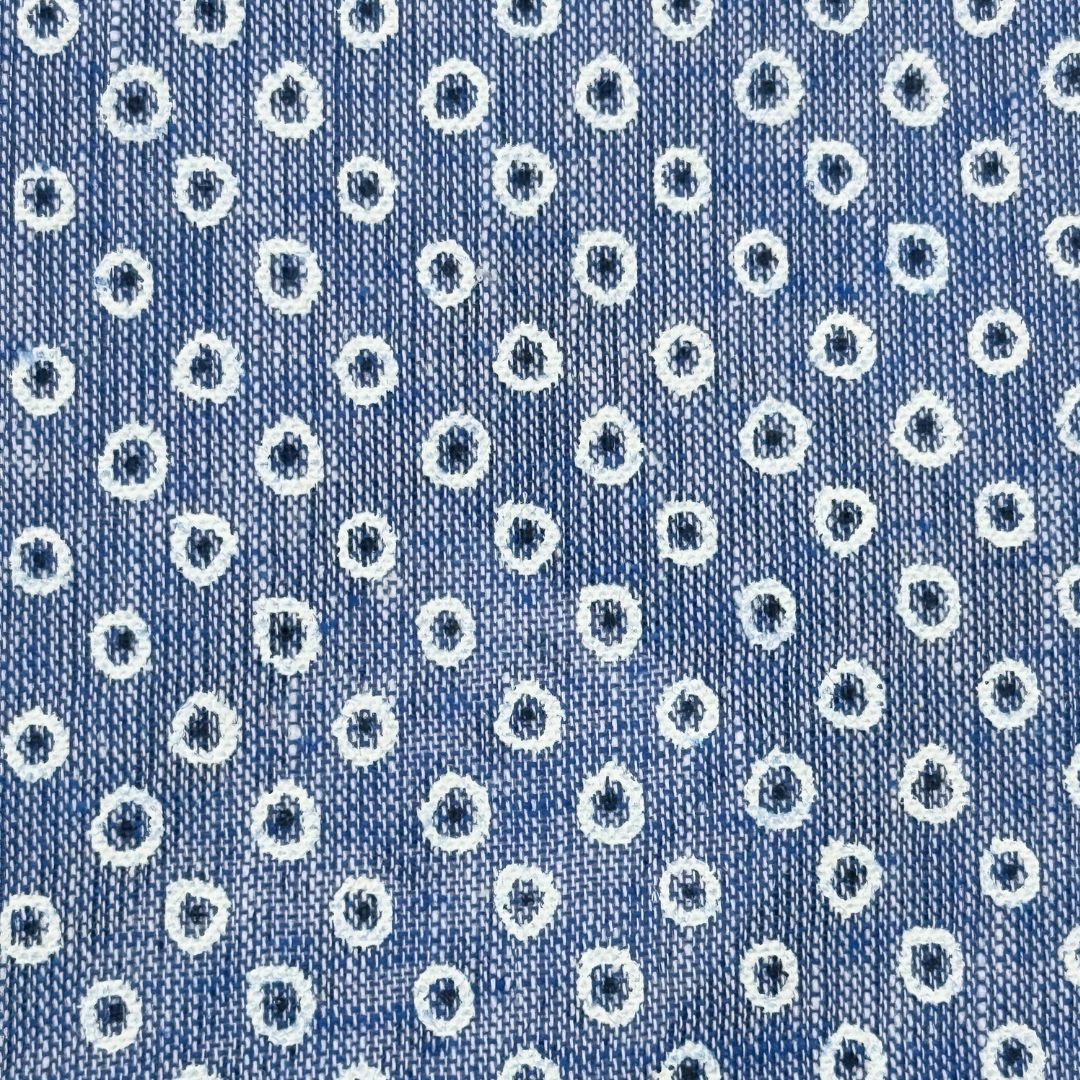 Camicia uomo button down misto lino fantasia pallini