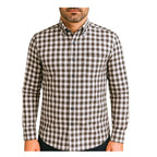 Camicia uomo button down regular in cotone a quadretti bianco nero con tasca