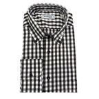 Camicia uomo button down regular in cotone a quadretti bianco nero con tasca