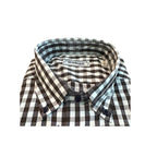 Camicia uomo button down regular in cotone a quadretti bianco nero con tasca