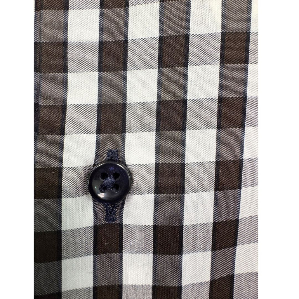 Camicia uomo button down regular in cotone a quadretti bianco nero con tasca