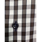 Camicia uomo button down regular in cotone a quadretti bianco nero con tasca