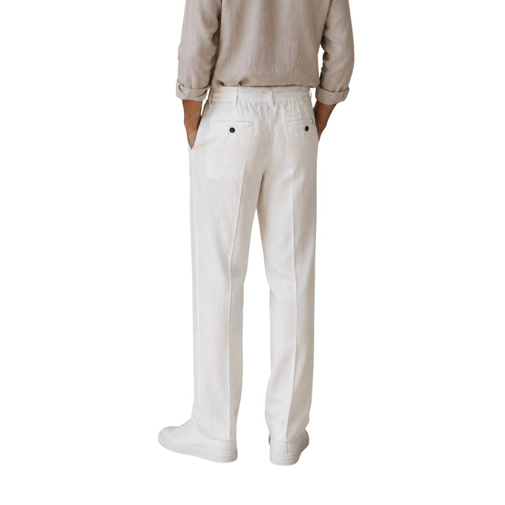 Pantalone Uomo 100% Lino con coulisse in vita tasca chino Made in Italy