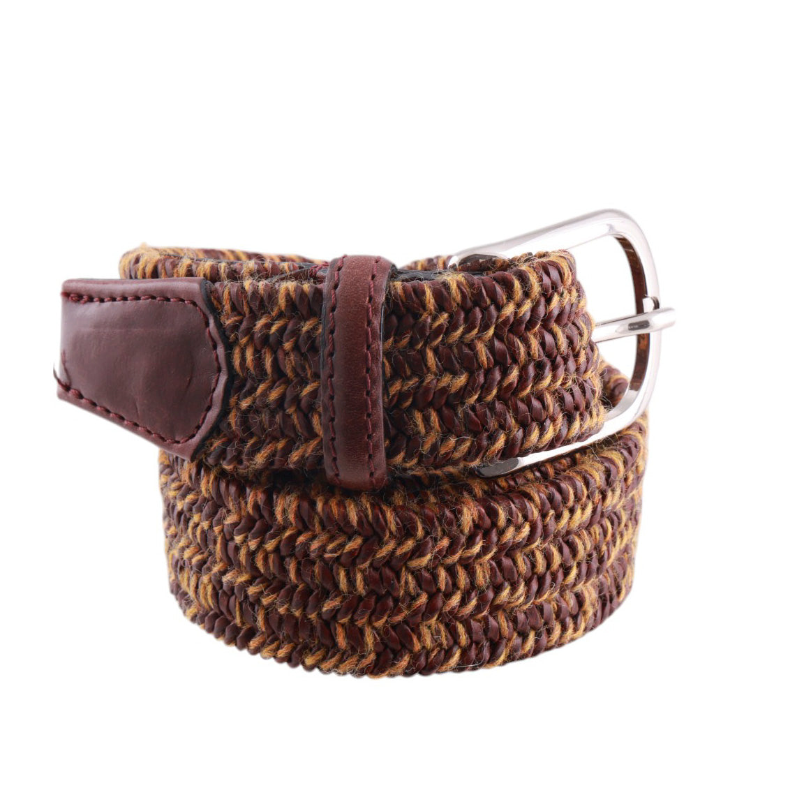 Cintura uomo Intrecciata elastam bicolore con finiture in pelle Made in Italy