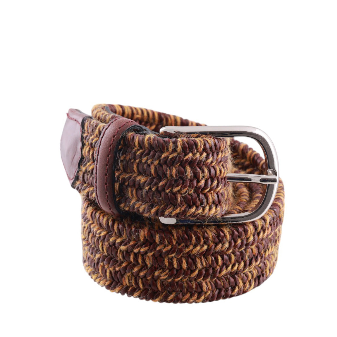 Cintura uomo Intrecciata elastam bicolore con finiture in pelle Made in Italy