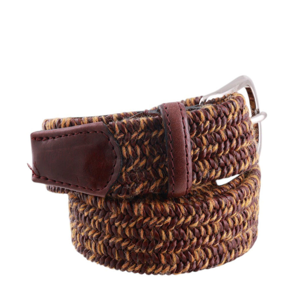 Cintura uomo Intrecciata elastam bicolore con finiture in pelle Made in Italy