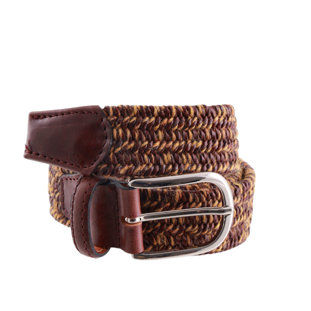 Cintura uomo Intrecciata elastam bicolore con finiture in pelle Made in Italy