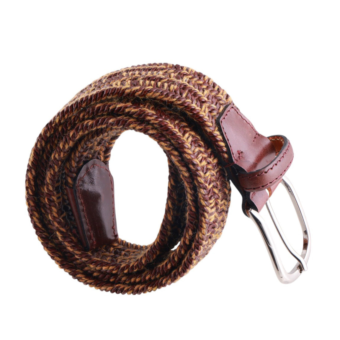 Cintura uomo Intrecciata elastam bicolore con finiture in pelle Made in Italy