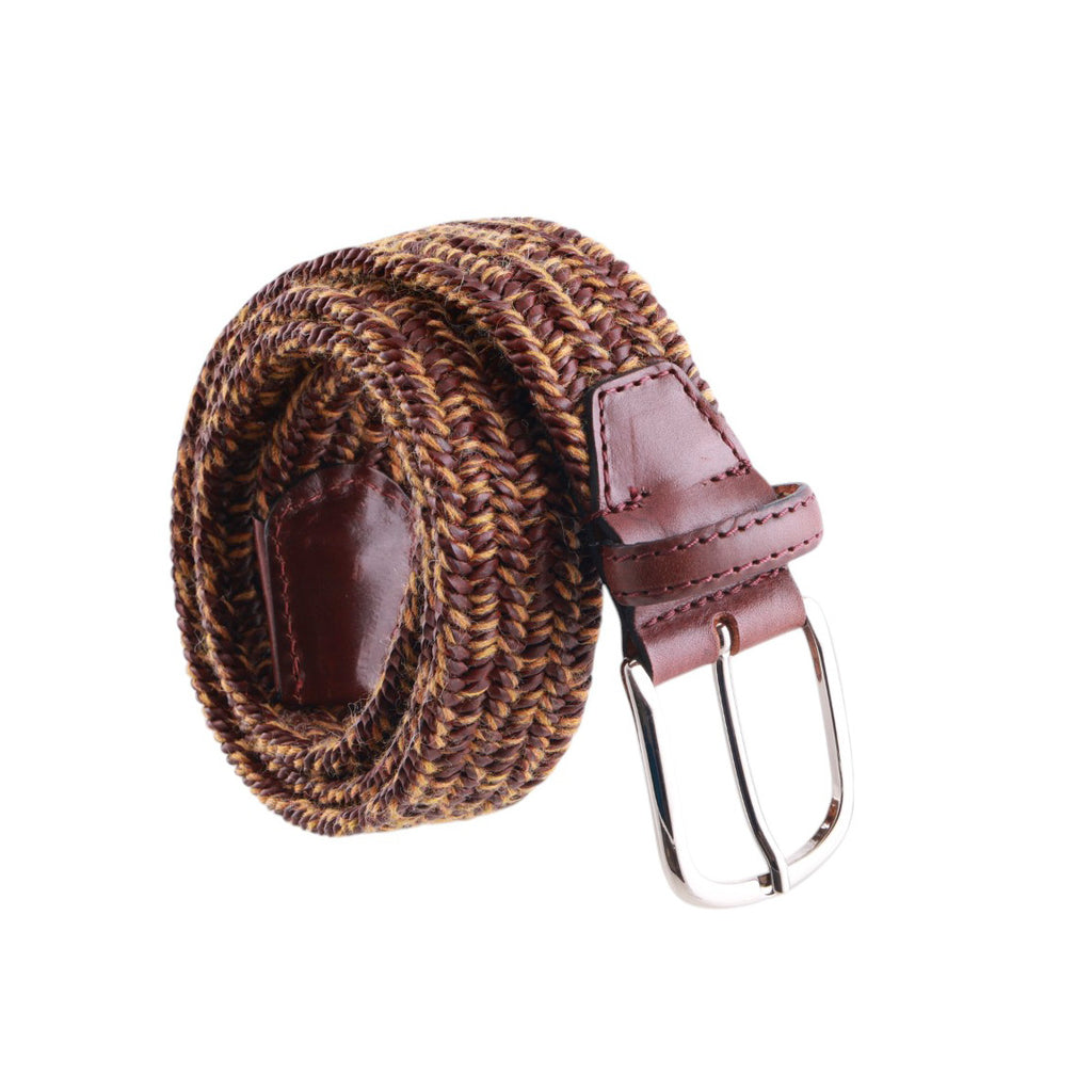 Cintura uomo Intrecciata elastam bicolore con finiture in pelle Made in Italy