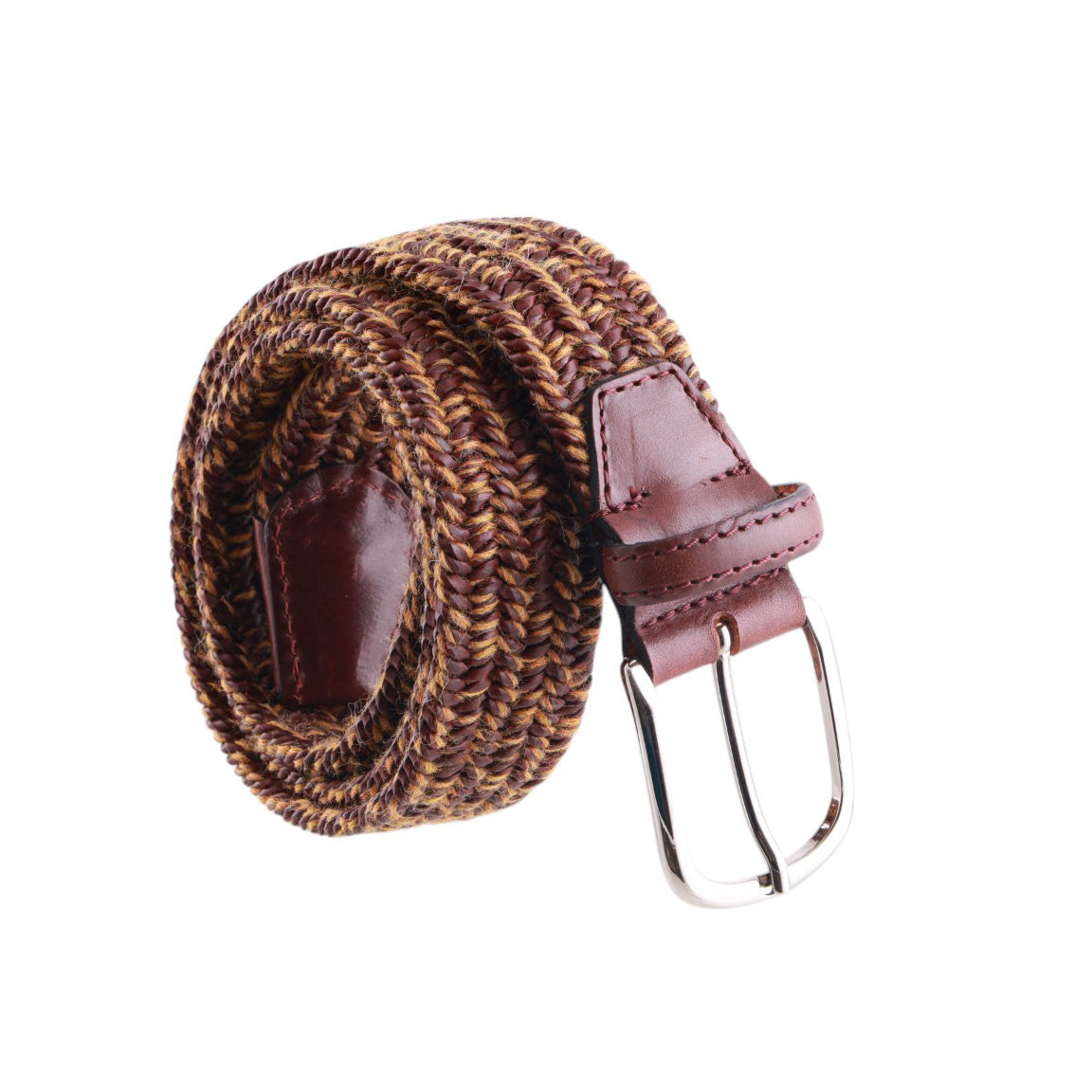 Cintura uomo Intrecciata elastam bicolore con finiture in pelle Made in Italy