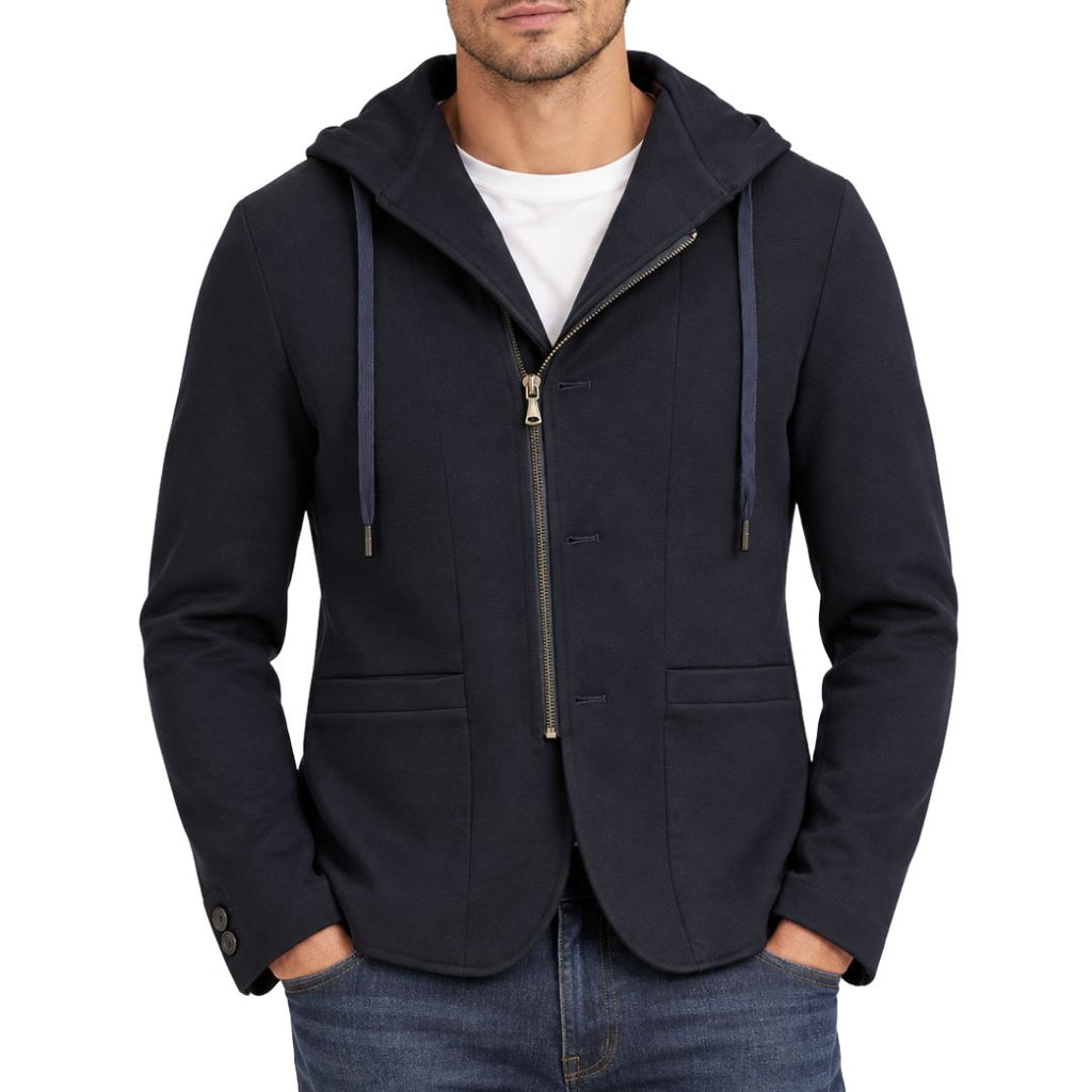 Giacca uomo punto milano con zip e cappuccio