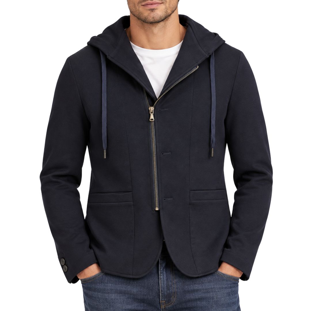 Giacca uomo punto milano con zip e cappuccio