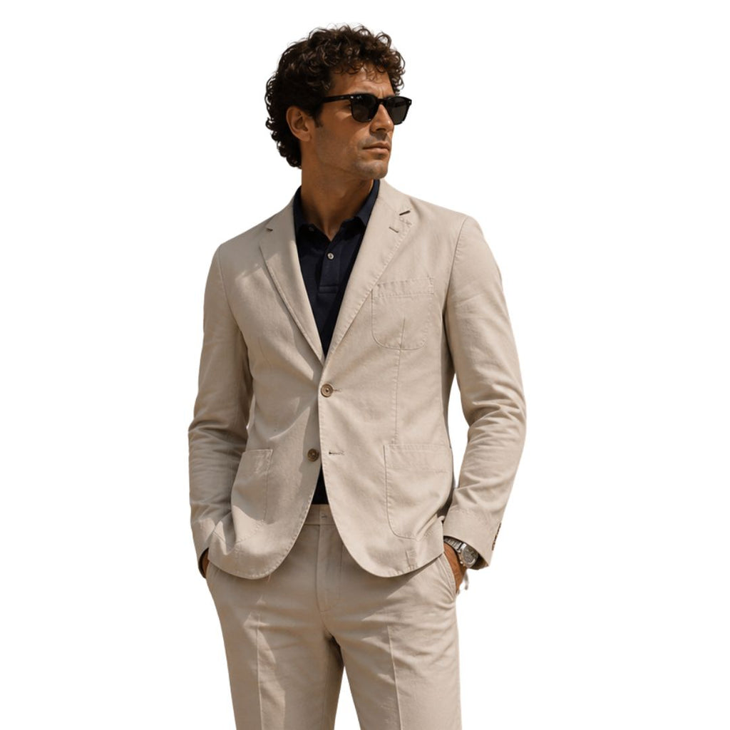 Giacca uomo destrutturata 100% cotone tasca a toppa Made in Italy
