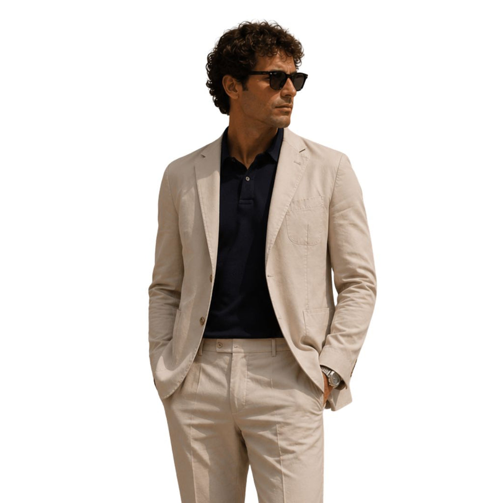 Giacca uomo destrutturata 100% cotone tasca a toppa Made in Italy