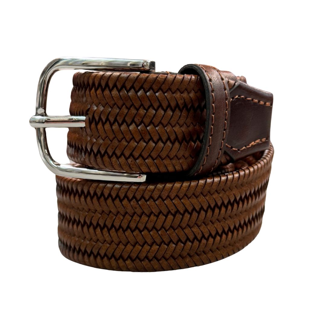 Cintura uomo in cuoio rigenerato intrecciato rifinita a mano Made in Italy