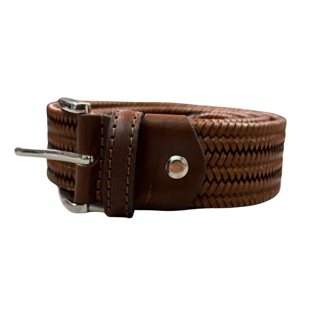 Cintura uomo in cuoio rigenerato intrecciato rifinita a mano Made in Italy