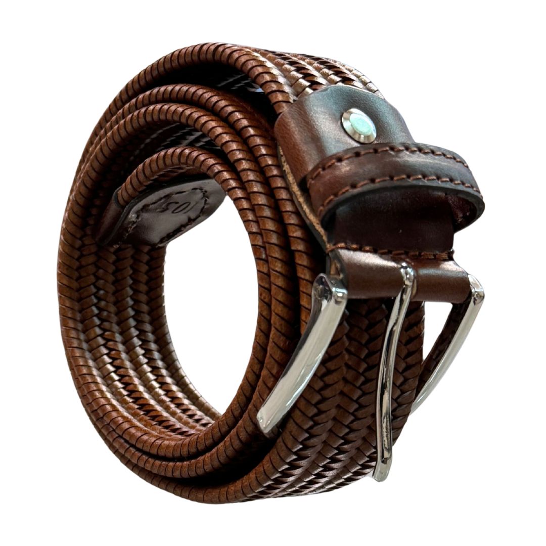 Cintura uomo in cuoio rigenerato intrecciato rifinita a mano Made in Italy