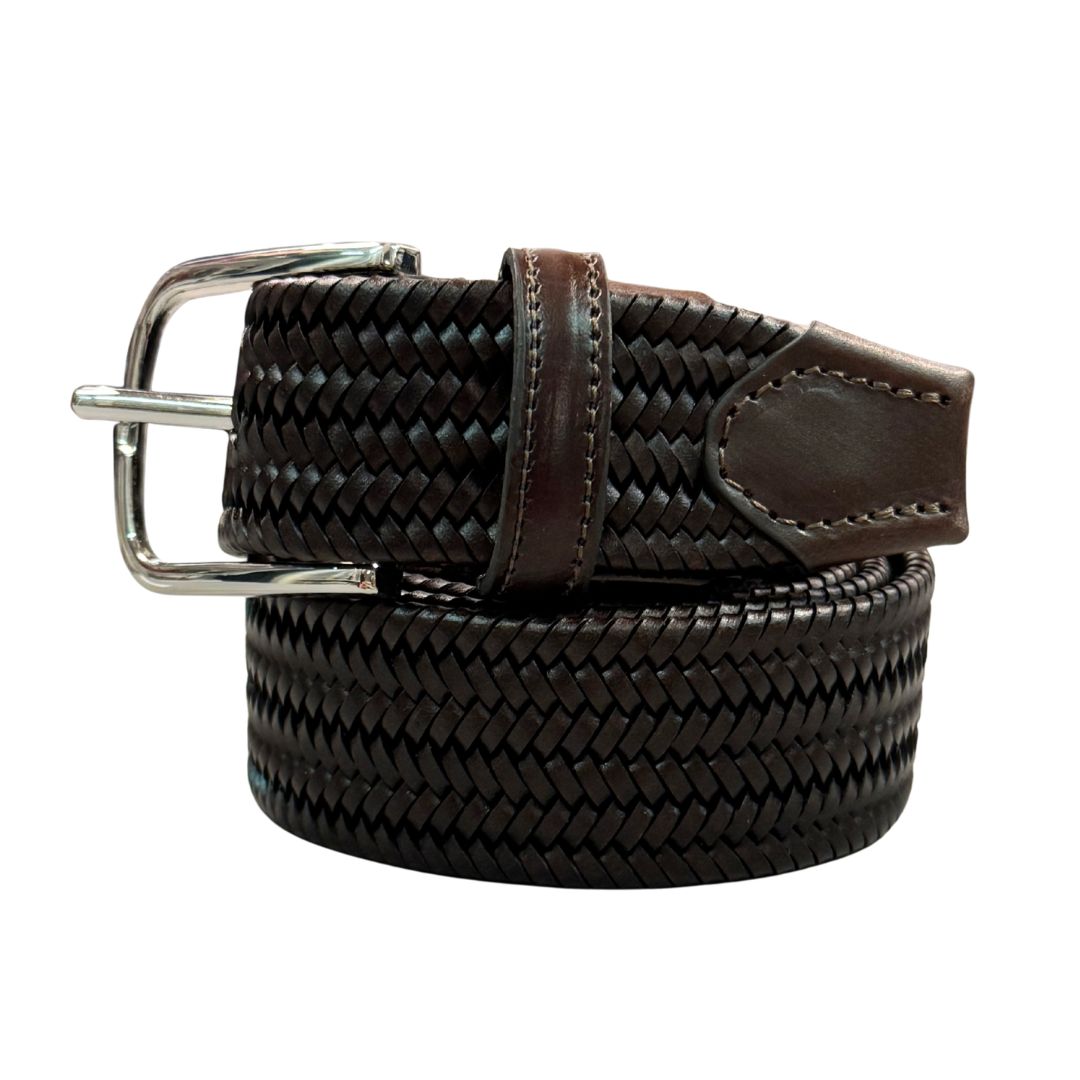 Cintura uomo in cuoio rigenerato intrecciato rifinita a mano Made in Italy