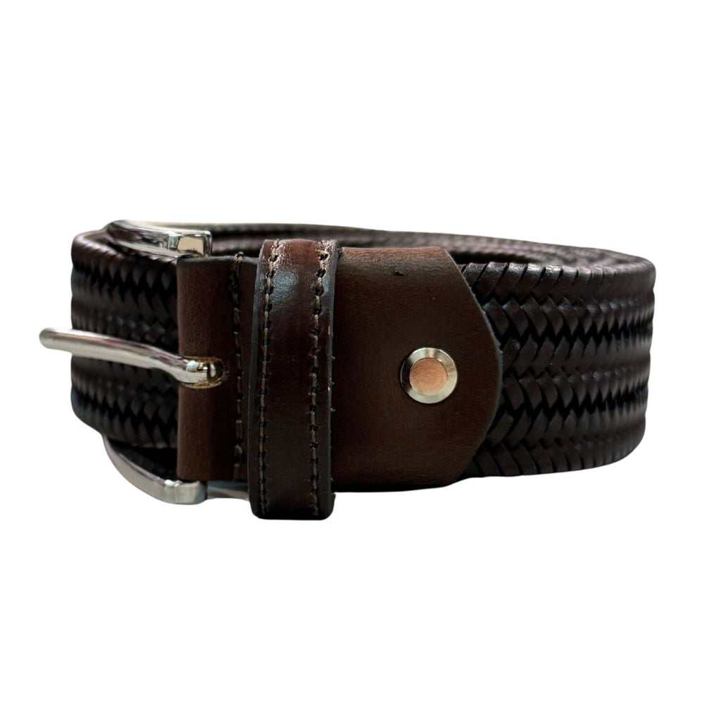 Cintura uomo in cuoio rigenerato intrecciato rifinita a mano Made in Italy