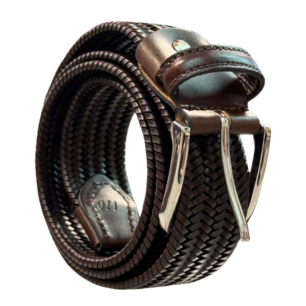 Cintura uomo in cuoio rigenerato intrecciato rifinita a mano Made in Italy