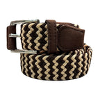 Cintura Uomo Elasticizzata bicolore zigzag finali scamosciati Made in Italy
