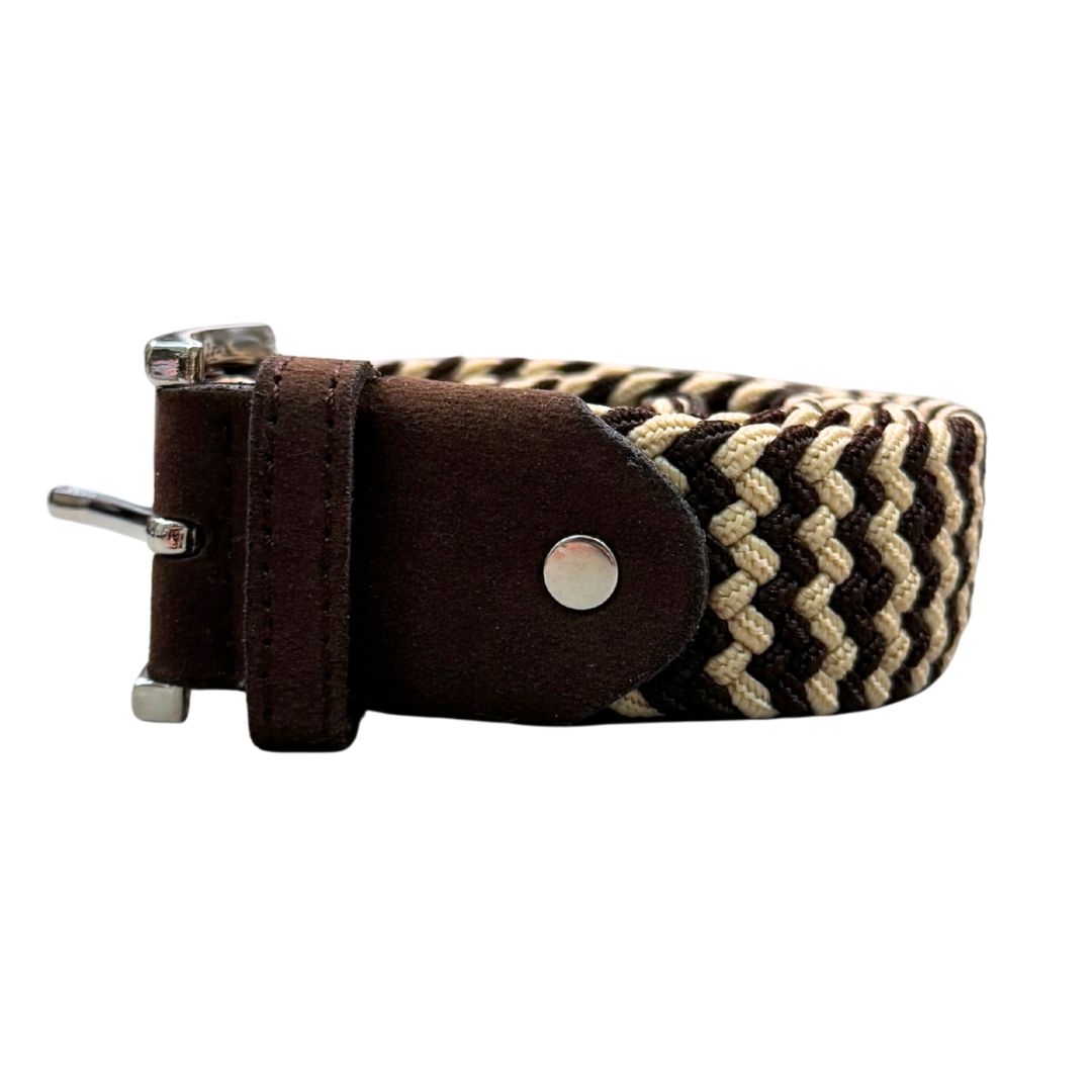 Cintura Uomo Elasticizzata bicolore zigzag finali scamosciati Made in Italy